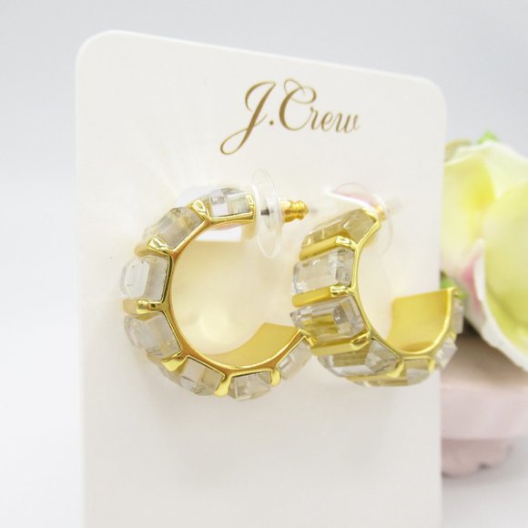 J. Crew Trapezoid Stone Hoop Earrings ASO Meghan Markle - Picture 4 of 9